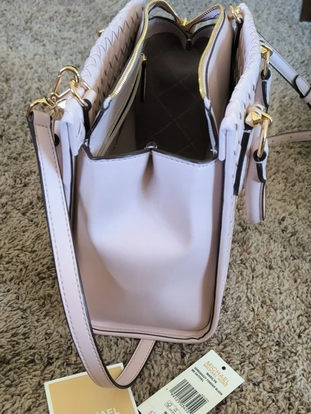 MICHAEL Michael Kors Powder Blush Woven Leather Satchel
